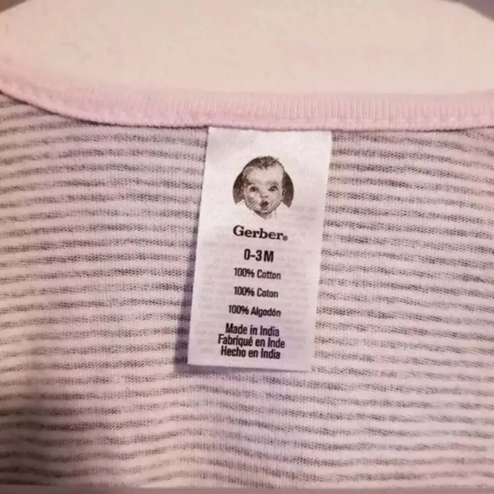 Gerber Baby Girls Bunny Sleep Size 0-3 Months Pink/Black/Grey EUC